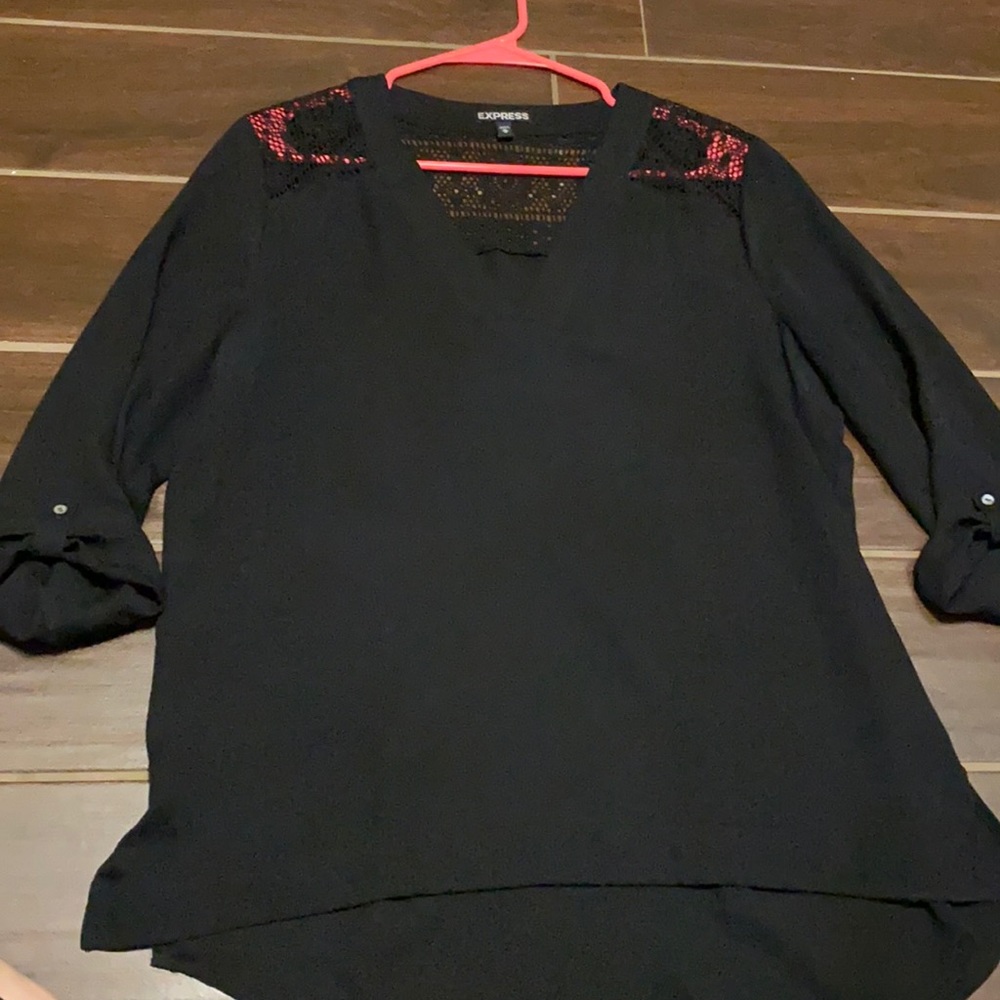 Lace detail, black Express Blouse 🖤